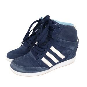 Adidas Neo Weneo Super Wedge Trainer Sneaker Blue Suede Size 7